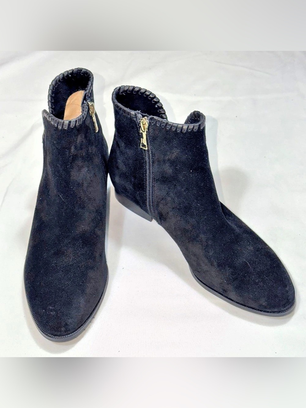 Jack Rogers Black Suede Whipstitch Ankle Booties Women’s Size 9M